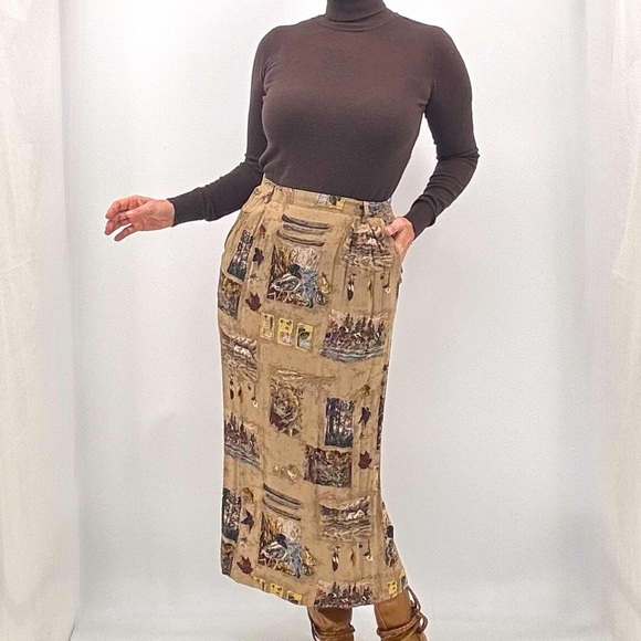 Vintage Dresses & Skirts - Vintage 90’s Gorpcore Artsy Cabincore Old Western Frontier High Waist Maxi Skirt